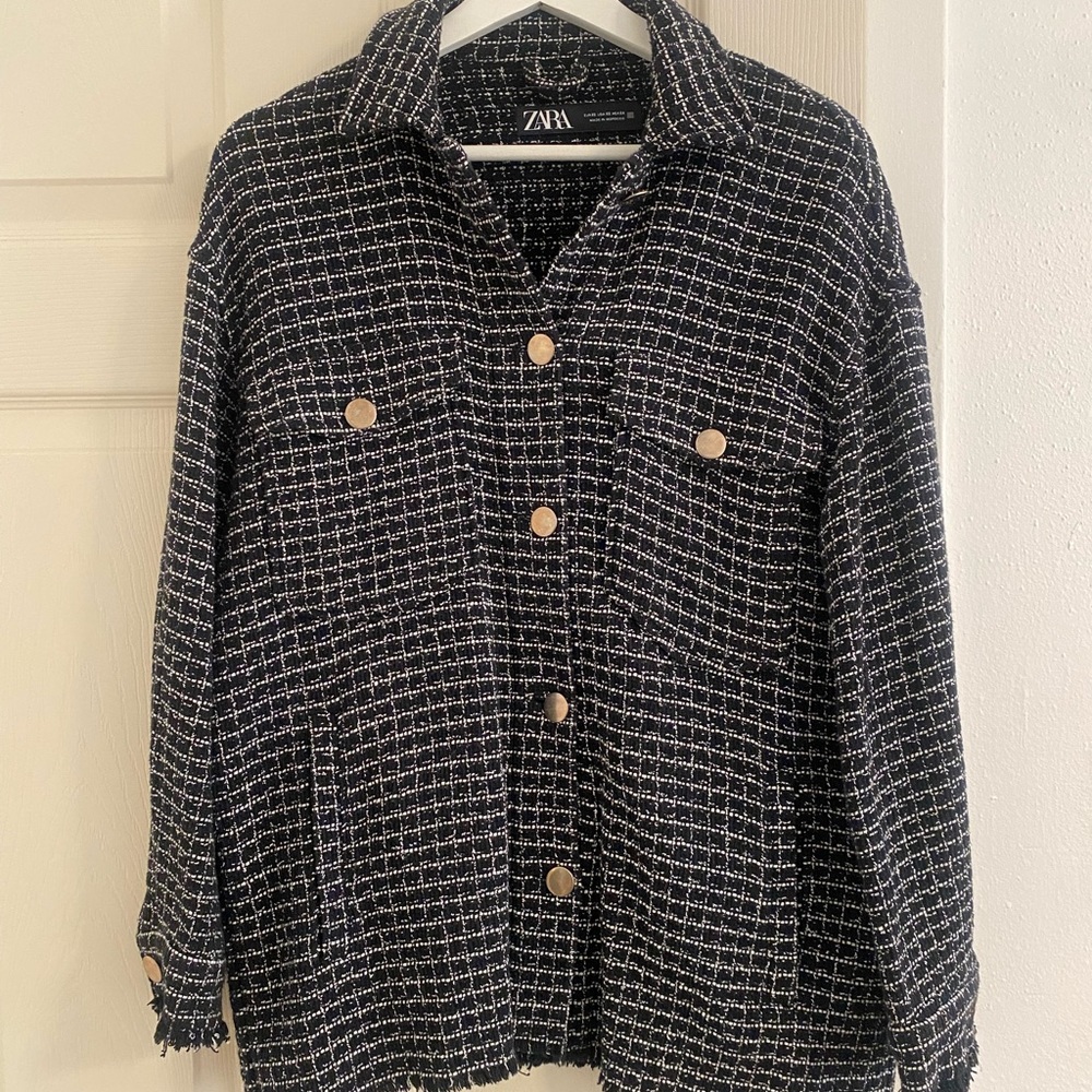 Zara oversized tweed Black and White Shaket XS